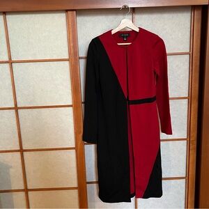 St. John Dress Coat Small Size 2 Red Black Long